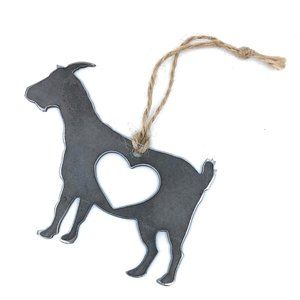 Handcrafted Rustic Goat Farm Heart Hanging Ornament Industrial Décor